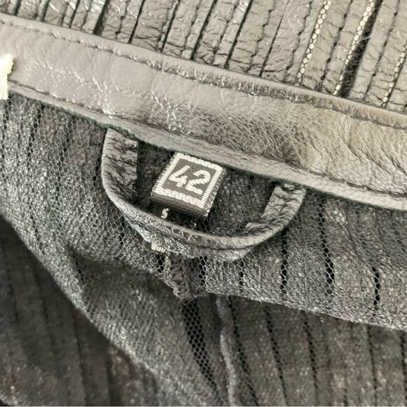 CABAN ROMANTIC Black 3D Flowers & Studs Laser Cut Leather Jacket S - Picture 9 of 11